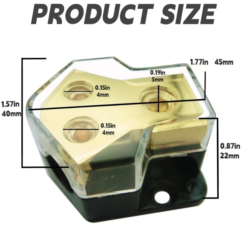 KCT 0/2/4 Gauge in 4/8 Gauge Out 2 Way Amp Power Distribution Block for Car Audio Splitter - Image 3